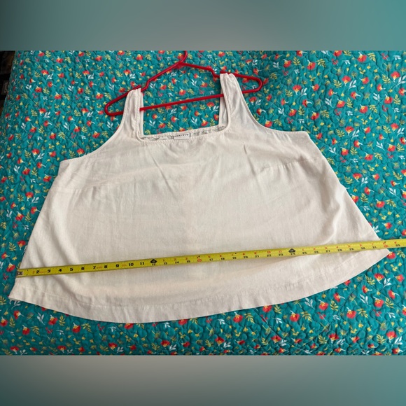 AVA & VIV Linen Blend Tank Top 1X Ivory Button Back - Picture 9 of 12